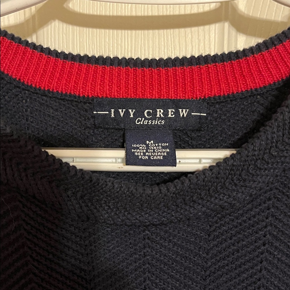 Ivy Crew Navy Sweater with Red Trim